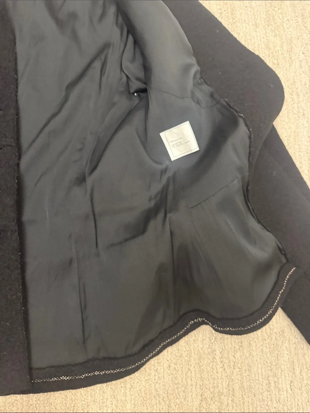 CHANEL Black Wool Signature Button Jacket